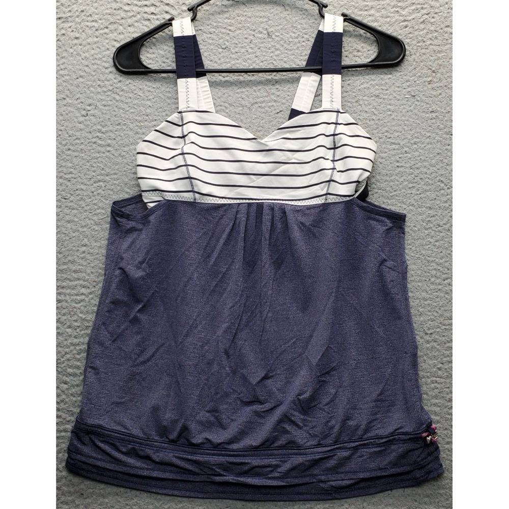 Lululemon Back On Track Tank Top Womens 6 Multi Striped Built-in Bra Gym Workout